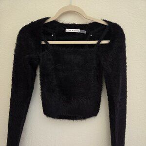 Alice + Olivia Cropped Tank & Cropped Long Sleeve Sweater Set – Size XS (Black S